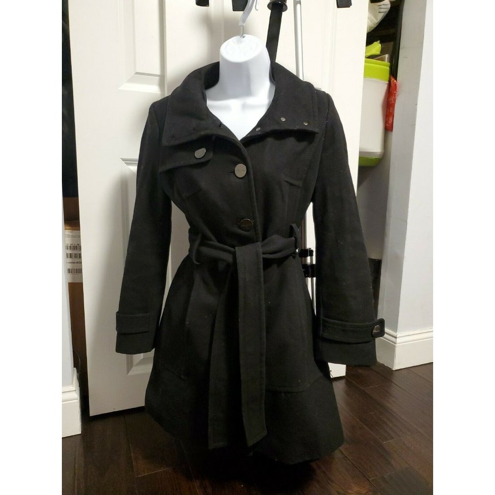 Pre-owned Kenneth cole wool black coat size 4P.